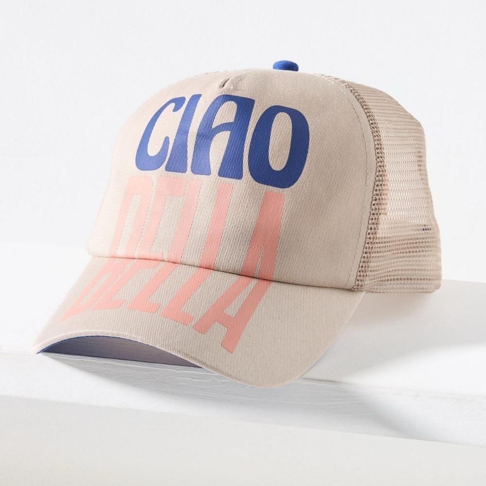 Anthropologie New Ciao Bella Beige Trucker Hat